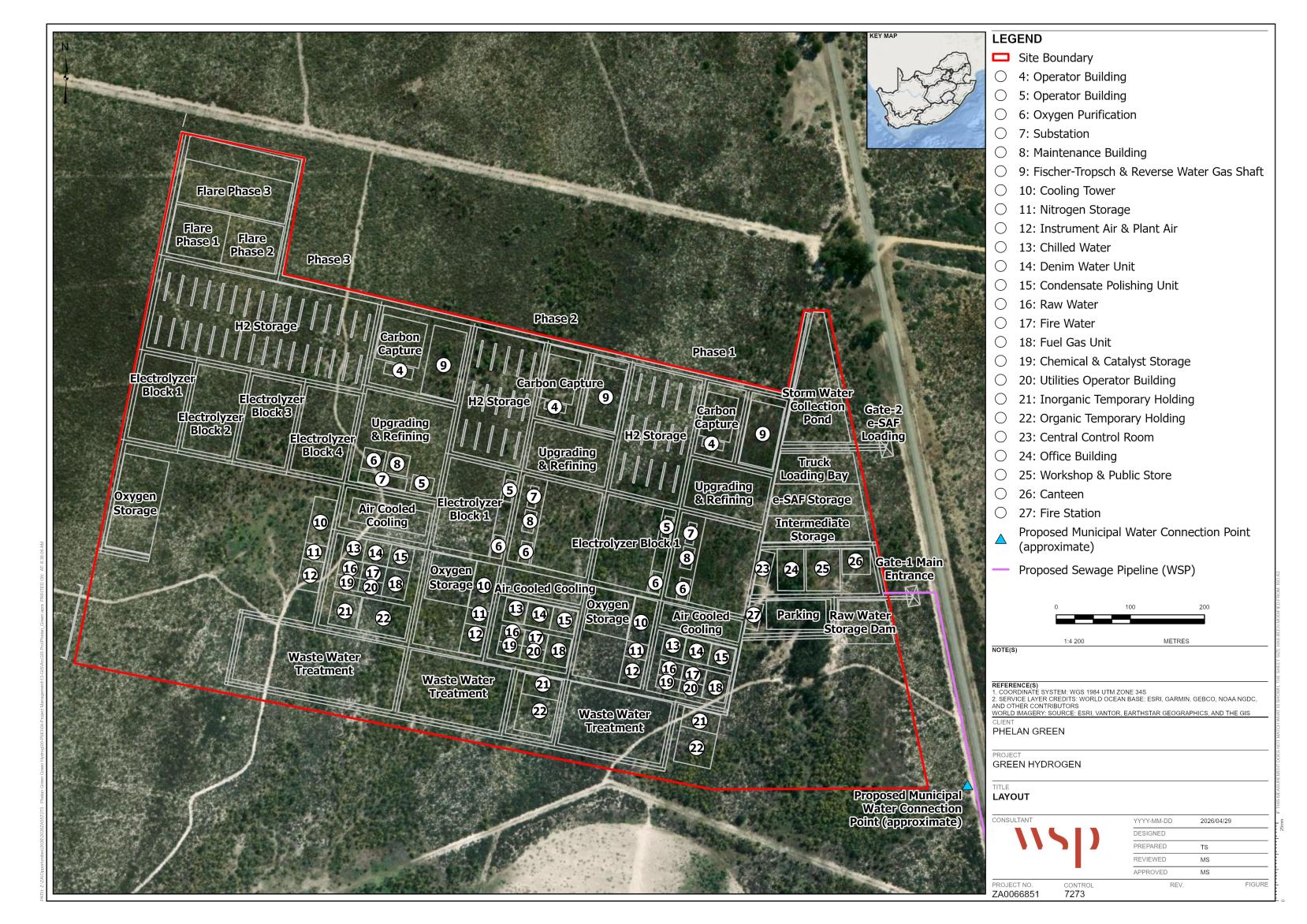 Proposed layout of the Phelan eFuels – Saldanha Bay Project.